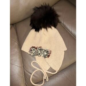 Jolie Bebe girls real fur pom wool hat